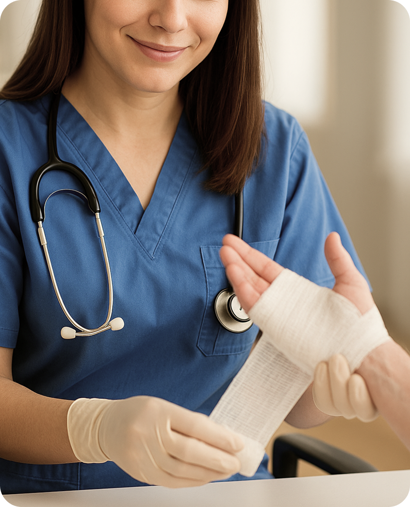 Ápolónő idős pácienssel